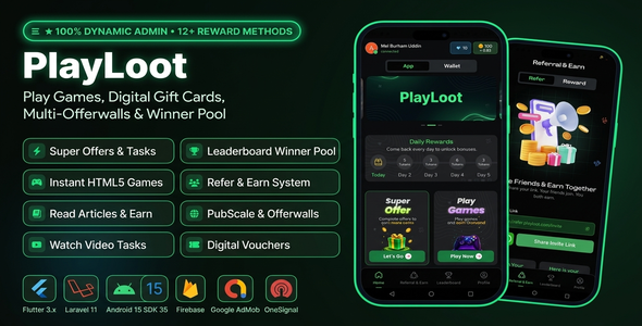 PlayLoot | Rewarded Gaming Platform with Multi-Offerwalls, HTML5 Games & Laravel Admin Panel